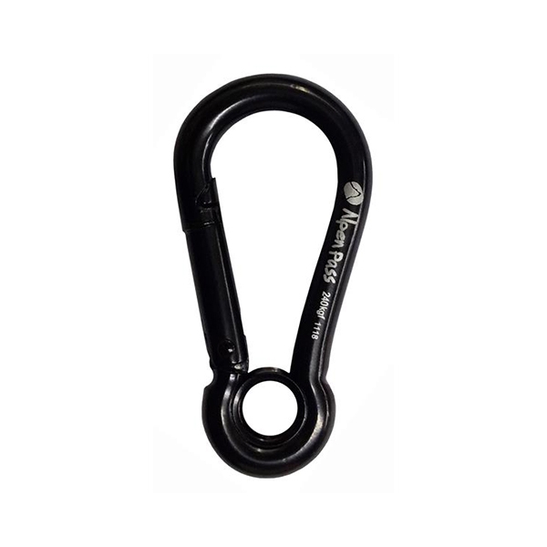 MINI MOSQUETÃO 7X7 COM OLHAL AÇO CARBONO PRETO